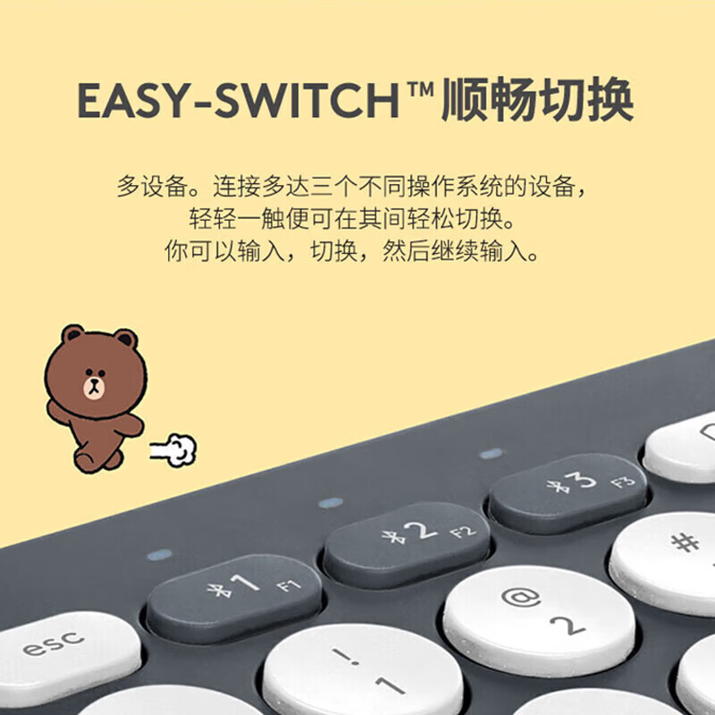 罗技 时尚系列K380蓝牙键盘薄膜键盘超薄便携办公键盘K380粉可妮兔高清大图