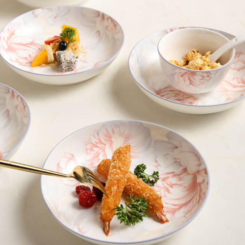 尚陵 (SHANG LING) 繁花赋餐具 28件套(10碗+8盘+8勺+10彩盒+1礼品袋 )高清大图