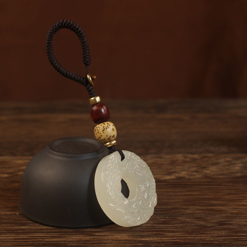 古风玉石貔貅钥匙扣男女汽车钥匙挂件ins高档手工创意包包钥匙链 招财