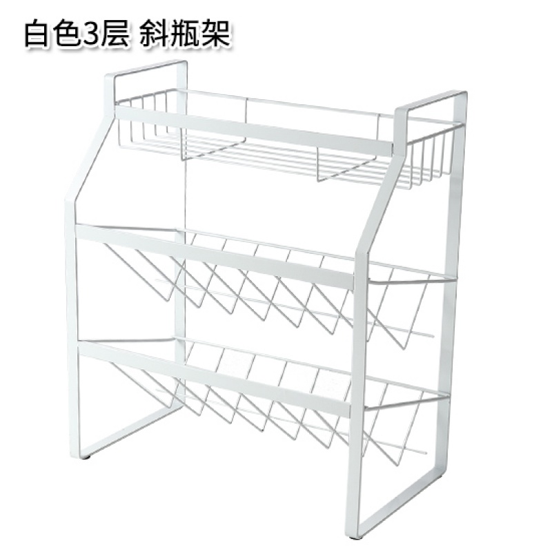 厨房调料置物架台面多层酱油收纳架储物架落地调味品调料架收纳层架三维工匠 白色3层斜瓶架