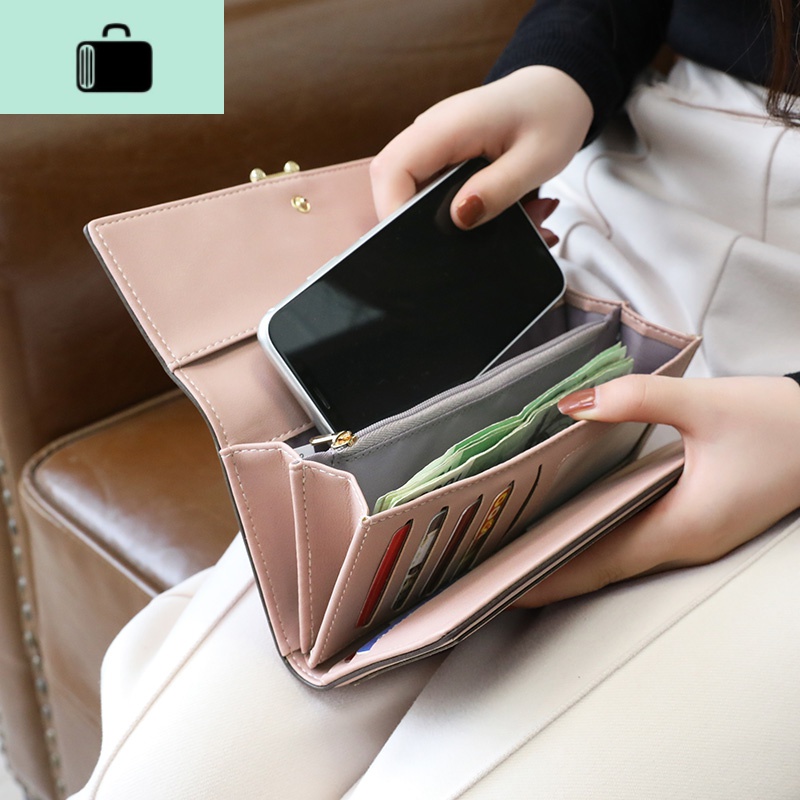 女士钱包女2020新款潮韩版简约时尚纯色长款钱包钱夹NEWLAKE高清大图