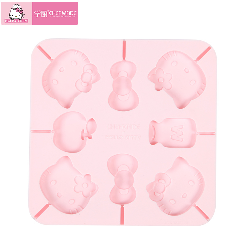 学厨 HELLO KITTY棒棒糖模具 硅胶8连奶酪棒模具 赠棒棒糖纸棒 DIY巧克力模具 烘焙工具 KT7082