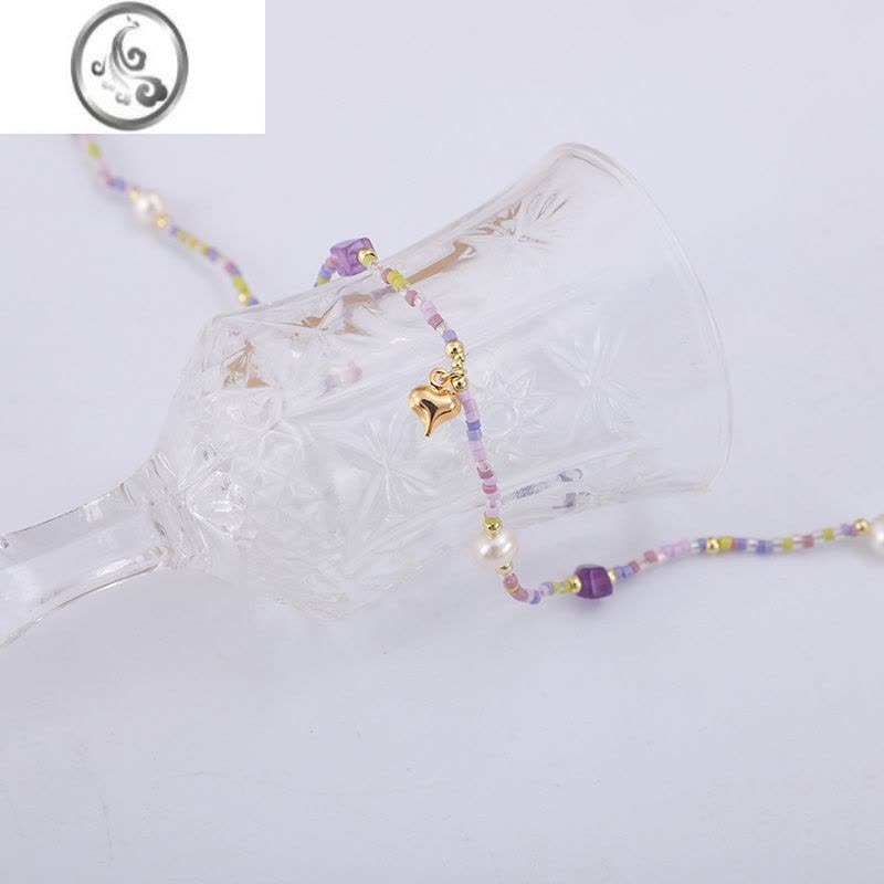 JiMi十里间[这~个好看辽~要自留了]甜美水晶淡水珍珠爱心项链锁骨链图片