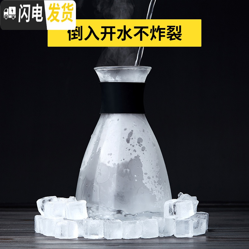 三维工匠冷水壶玻璃耐热高温防爆家用大容量凉白开水瓶透明扎壶果汁壶套装 1250+2杯(加厚款)凉水壶