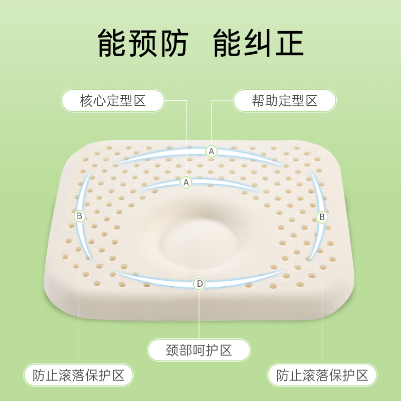POKALEN(普卡兰)婴儿枕头天然乳胶定型枕婴儿枕新生儿幼儿乳胶枕宝宝枕头纯棉枕套乳胶枕芯 防偏头防扁头抑菌吸汗透气高清大图