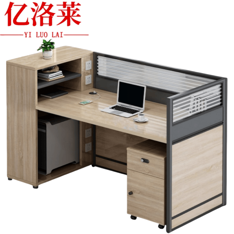 亿洛莱 单人办公桌+柜 1200*600*1100mm 张高清大图