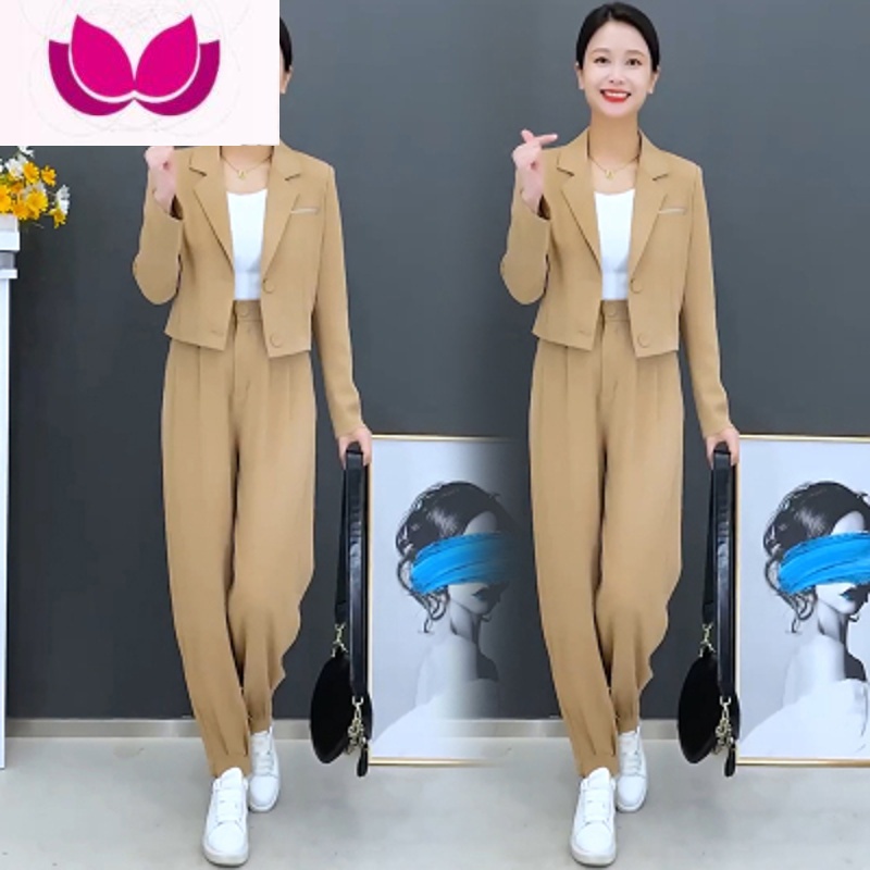 七斓职业套装休闲时尚女士2023新款小西装套装小个子穿搭一整套高清大图
