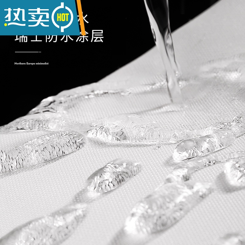 XIANCAI抽象艺术浴帘防水布 卫生间隔断帘加厚不透浴室淋浴挂帘 150宽x180高+(90-160cm)白杆 浴帘(粉意枫叶)+挂钩高清大图