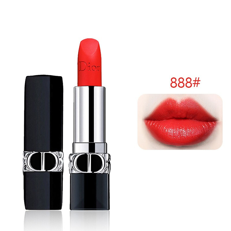 迪奥(Dior)烈艳蓝金唇膏口红 888#哑光正红偏橘 显色不易脱妆