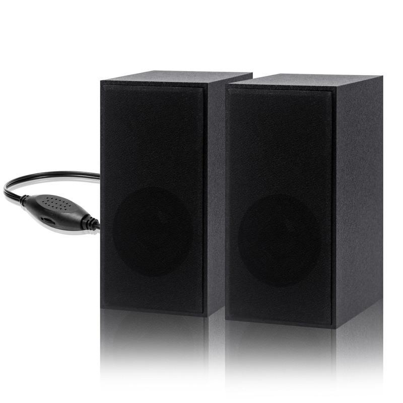 木质电脑音响台式家用笔记本手机小音箱多媒体重低音炮USB有线2.0 黑色