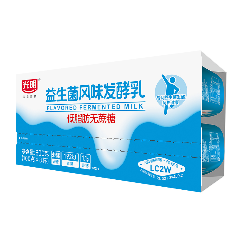 光明益生菌风味发酵乳低脂无蔗糖100g*8
