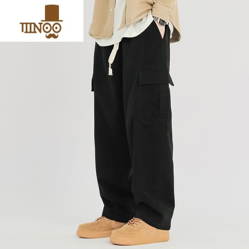 YANXU曼久机能工装裤男潮牌美式伐木裤夏季阔腿直筒男裤秋季裤子男款潮图片