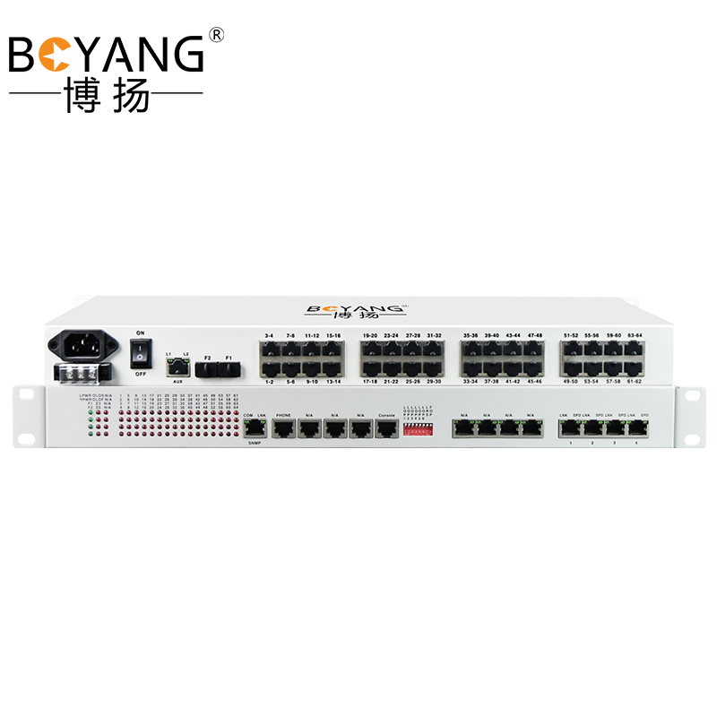 博扬(BOYANG)PDH光端机64路E1 64路2M光端机单纤20km 机架式双电源 一对价 BY-64E1-20KM