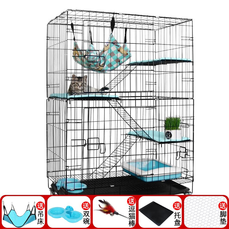 猫笼加粗可折叠猫笼子大号家用猫别墅双层三层四层猫舍猫窝猫产房猫咪用品