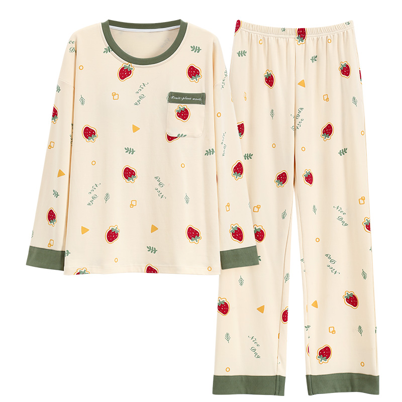 浪莎睡衣女士春秋款2025新款纯棉长袖秋冬可爱休闲全棉家居服套装高清大图