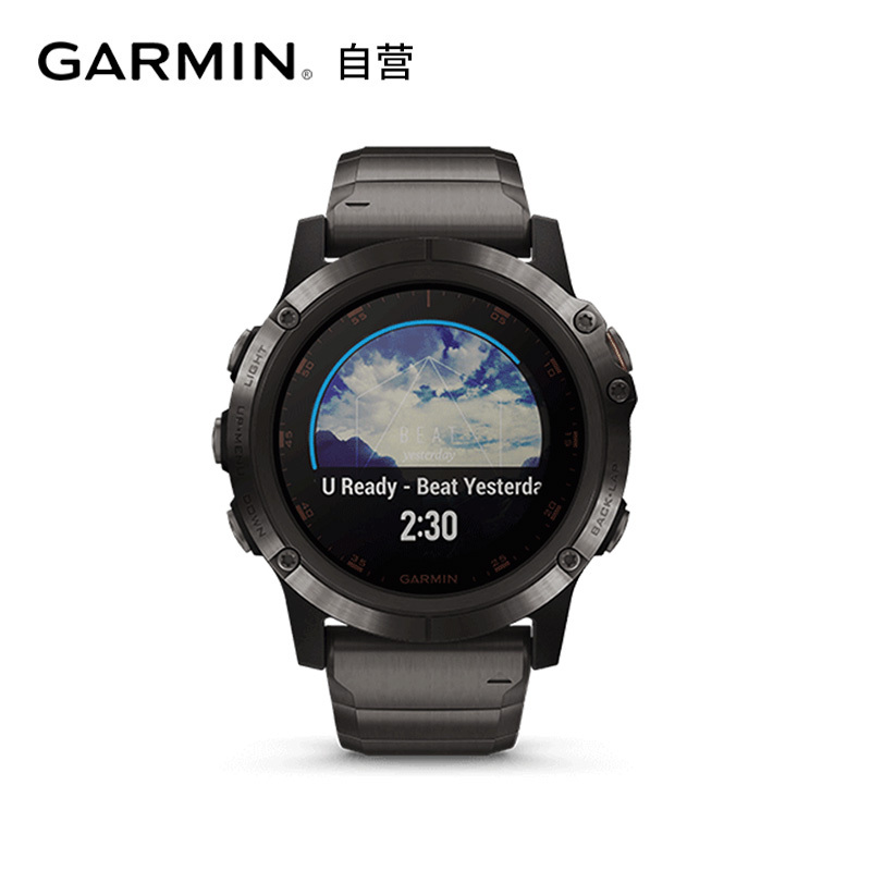 佳明fenix5xPlus户外GPS跑步健身血氧NFC心率登山地图功能手表防水100m(钛合金ADLC镀膜蓝宝石)