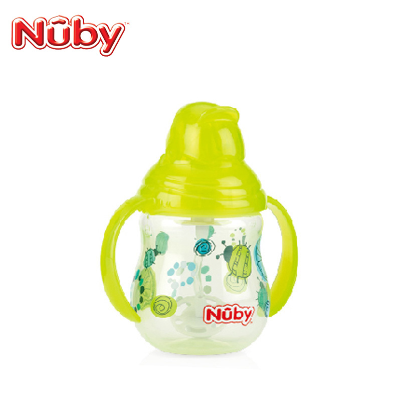 努比(Nuby)咔嗒双耳360°弹跳吸管杯270ml 绿色