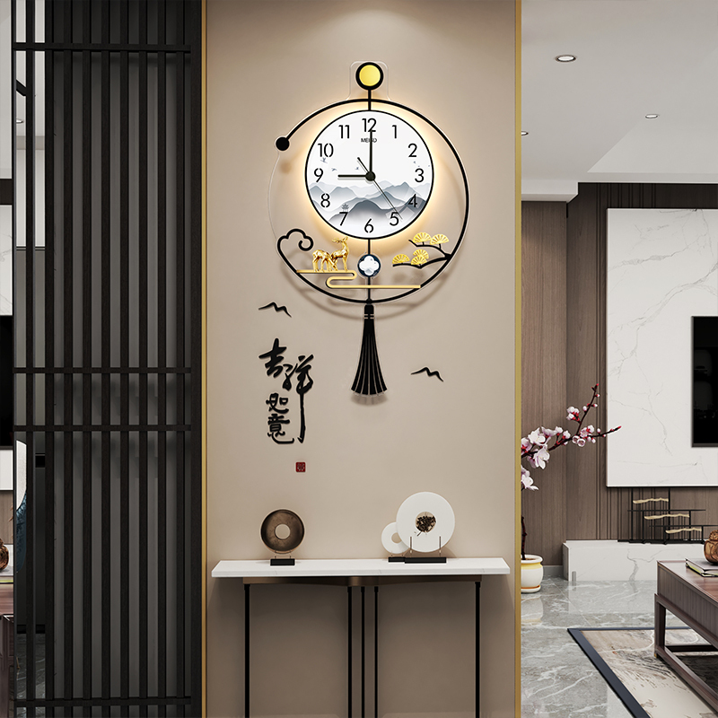 2023新款网红挂钟创意现代简约钟表客厅家用中式装饰时钟挂墙大气