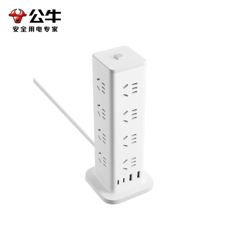 公牛(bull)GNV-UL1016U[白色1.6m]立式插座桌面插排带usb面板充电宿舍多功能排插多孔位插线板高清大图