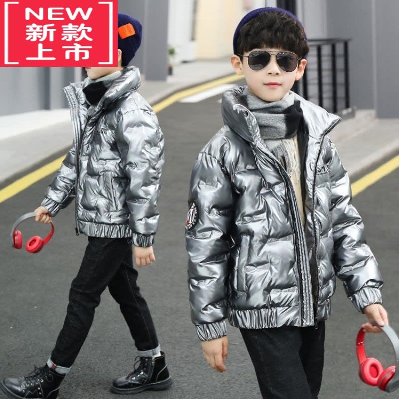 可莉允男童时尚亮片棉服免洗轻便保暖冬装外套中大童韩版洋气加厚棉衣潮图片