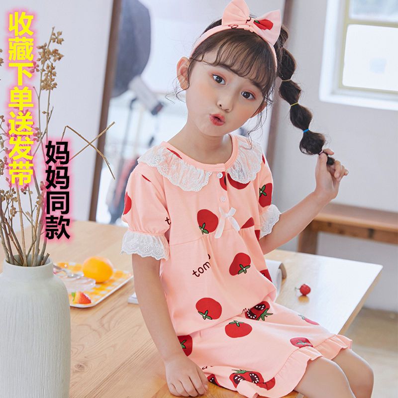 儿童睡裙女短袖纯棉夏季薄款女童睡衣全棉小女孩公主中大童家居裙