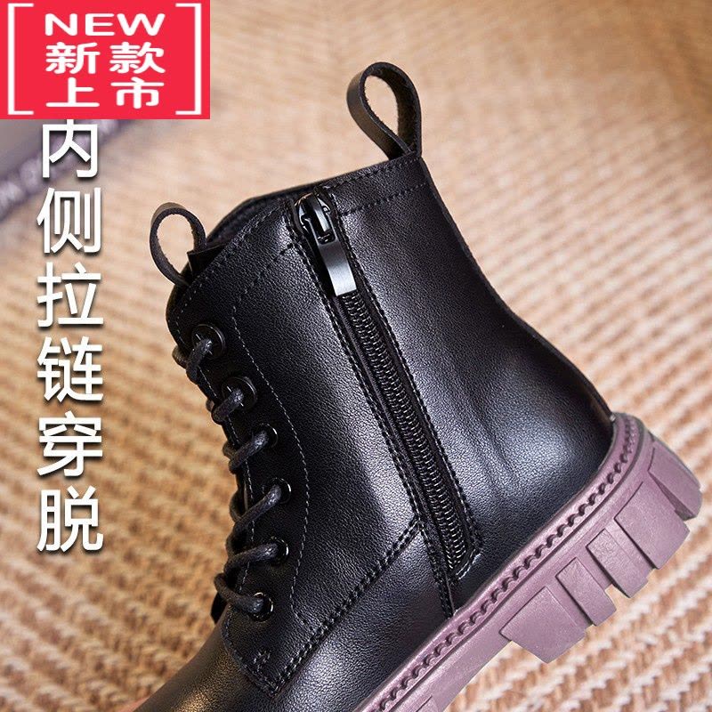 可莉允女童马丁短靴2022新款秋冬季公主鞋加绒大童靴春秋款儿童靴子图片
