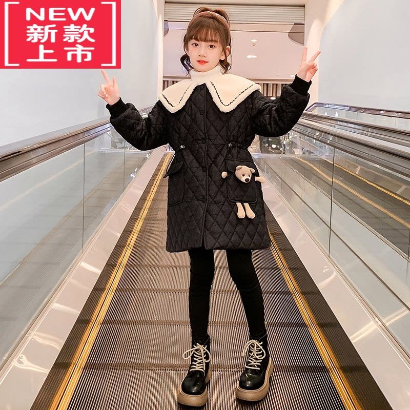 可莉允女童棉服外套冬装洋气2022新款儿童冬季加绒棉衣加厚羽绒棉袄长款图片