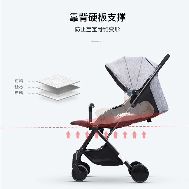 Kinderkraft 德国 婴儿推车可坐可躺婴儿车儿童轻便折叠可上飞机宝宝童车 0-3岁 T形扶手王子灰
