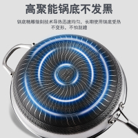 赫巴兹HZIB 第六代炒锅轻油烟无涂层316食品级不锈钢34cm满屏蜂窝平底炒菜锅电磁炉明火燃气通用锅具