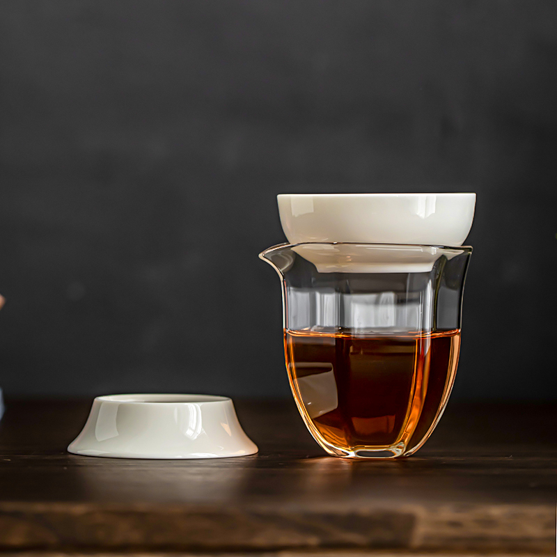苏氏陶瓷(SUSHI CERAMICS)茶漏羊脂玉全白瓷一体茶滤网滤茶器创意茶隔功夫茶具配件