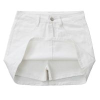 牛仔短裙女夏高腰a字白色包臀chic新款韩版百搭裤裙半身裙女学生 白色[裙裤内衬优质版] S