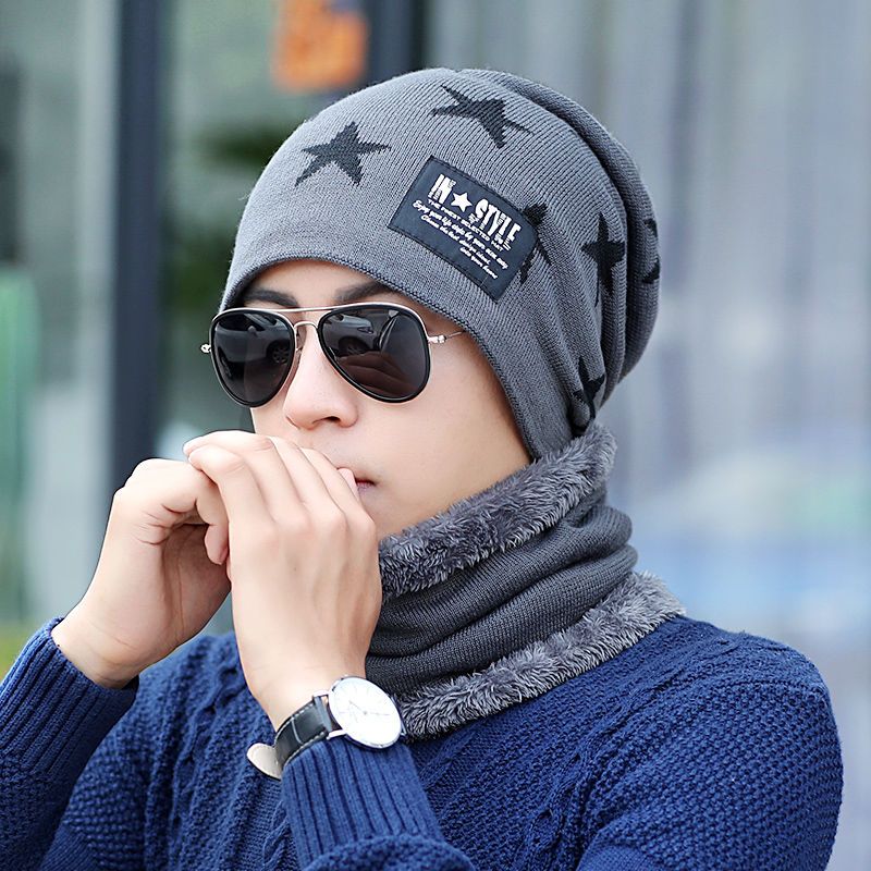 帽子男冬季加绒加厚青年潮骑车毛线帽子男韩版潮流帅气保暖针织帽