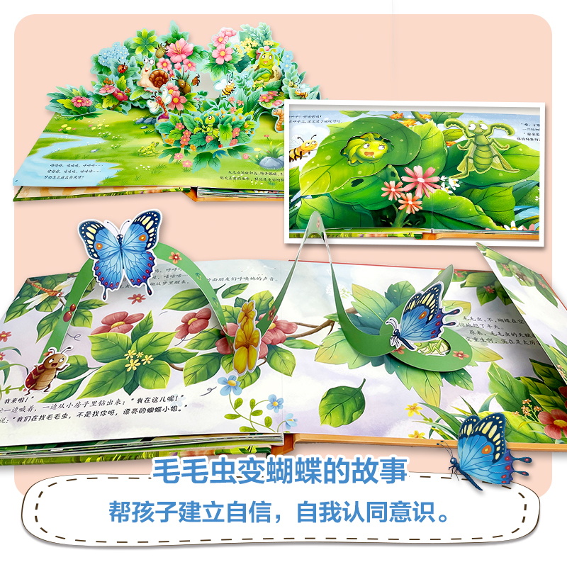 [醉染正版]毛毛虫变成蝴蝶了 生命是什么小手翻翻立体书 2-6-8岁幼儿童启蒙认知3d立体绘本 幼儿园宝宝动物科普玩具书高清大图