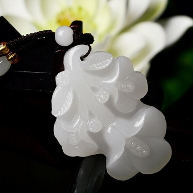 阿富汗白玉坠美丽女款玫瑰花玉坠精品白玉情侣挂件