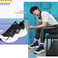 Skechers斯凯奇男鞋2018秋季D'lites熊猫鞋厚底耐磨跑步鞋 999859