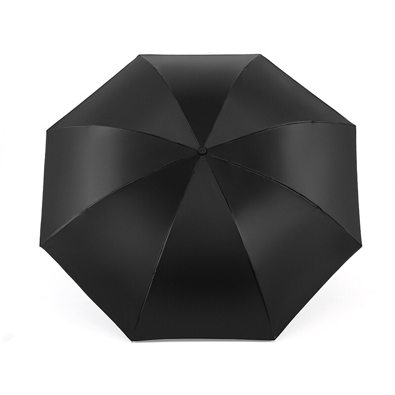 天堂三折晴雨伞纯色碰击布黑胶防紫外线48-53cm通用非自动伞轻便便携设计高清大图