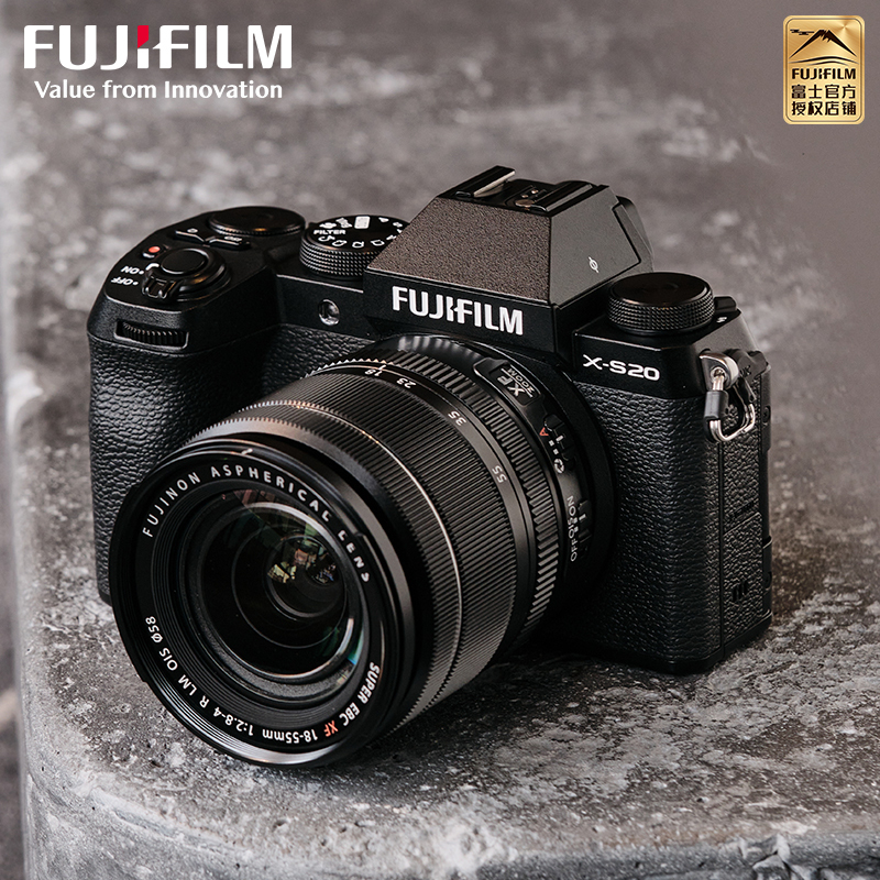 FUJIFILM/富士无反微单数码相机S20/1650黑色 标配 6K高清vlog复古入门无反微单数码相机 富士xs20 184万像素 翻转式 触屏 人眼/面部 主体追踪高清大图