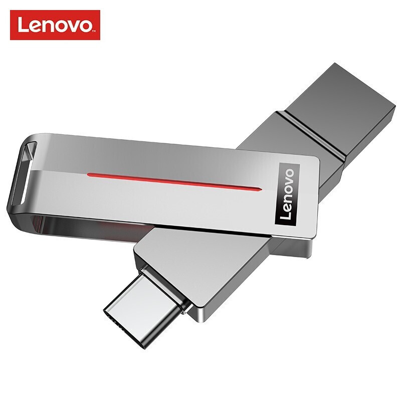 联想(Lenovo)U盘 USB3.1/Type-C 双接口 手机电脑通用 金属外壳 L3C (银色) 64G