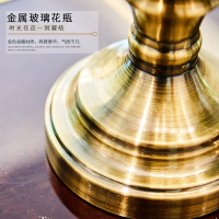 创意欧式花瓶客厅摆件美式餐桌轻奢软装饰品家居仿真干花插花摆 优雅古铜色花瓶一套[送如意蓝玫瑰3束+2支浆果]双层果盘+桌