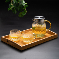 北欧玻璃冷水壶 烘焙精灵锤纹夏季家用凉白开水杯ins风凉水壶冰箱用 950ML米粒壶+2黄把锤纹杯+C托盘
