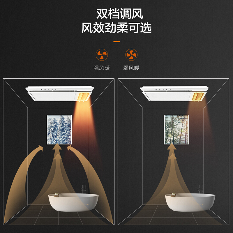 奥普(AUPU)高端风暖浴霸S164 九键智能新款 两档暖风 夏冬皆宜 智能换气 一键干燥 102mm纤薄风暖 卫生间