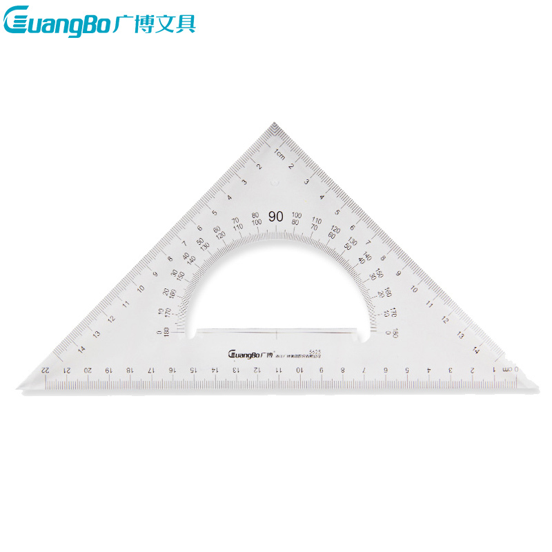 广博(GuangBo)CB5625 多用斜边三角尺5个 三角尺 绘图三角板 量角尺 透明三角板 测量工具 学生