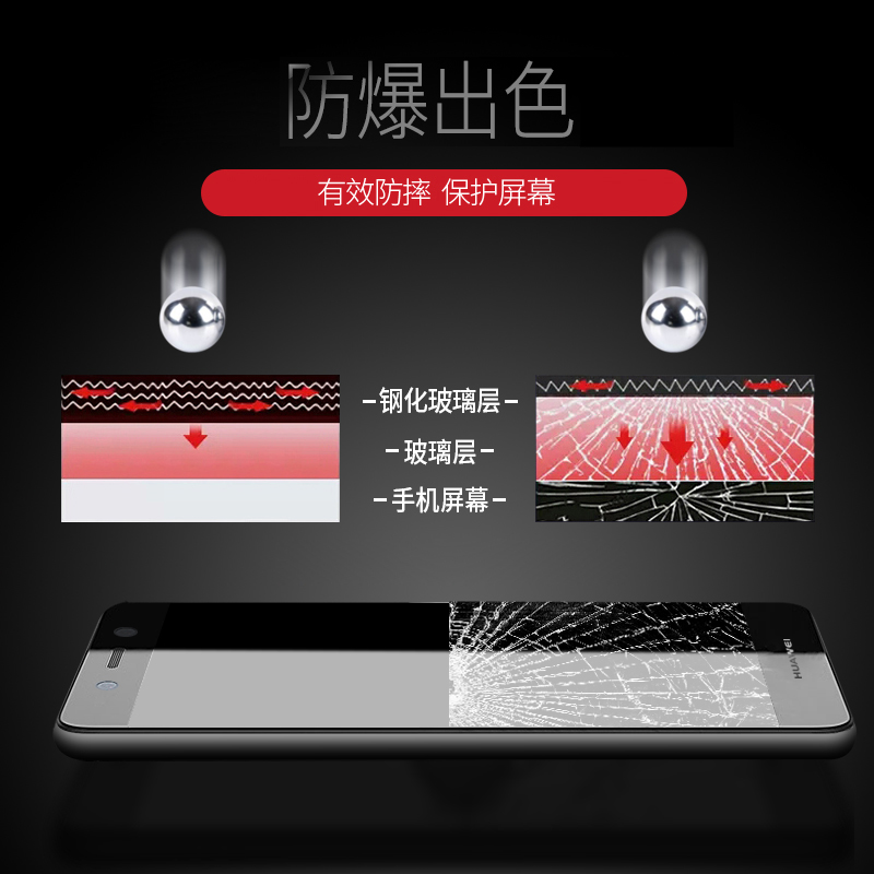 轻万适用华为P8青春版钢化膜透明玻璃手机贴膜高清前膜防指纹防摔非全屏保护膜高清大图