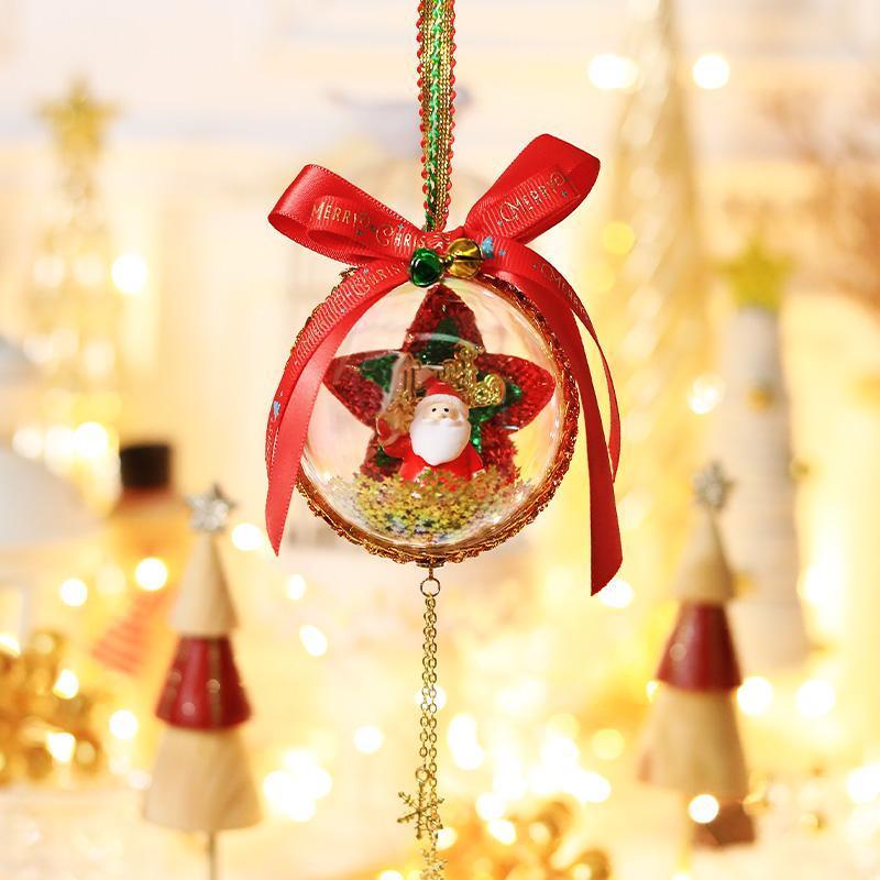 7cm圣诞球星星老人无灯新款圣诞节礼品微景观挂件圣诞公司活动礼品