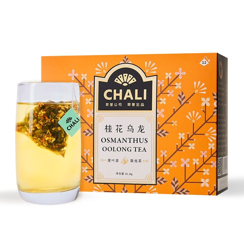 茶里(chali)桂花乌龙茶叶 原叶花草茶三角包袋泡茶养生茶36g (12袋/盒)
