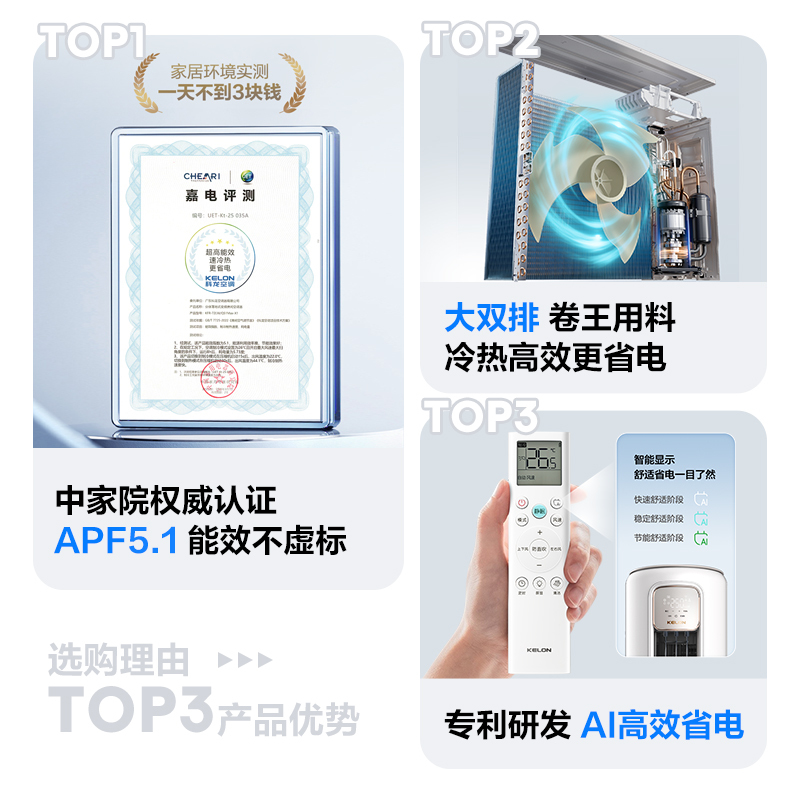 科龙KELON新1级能效3匹立柜式冷暖变频空调KFR-72LW/QS1Max-X1 家用空调 大空间制冷供暖高清大图