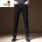 YANXU2023夏季黑色牛仔裤男士修身小直筒轻商务百搭休闲长裤子男装薄款
