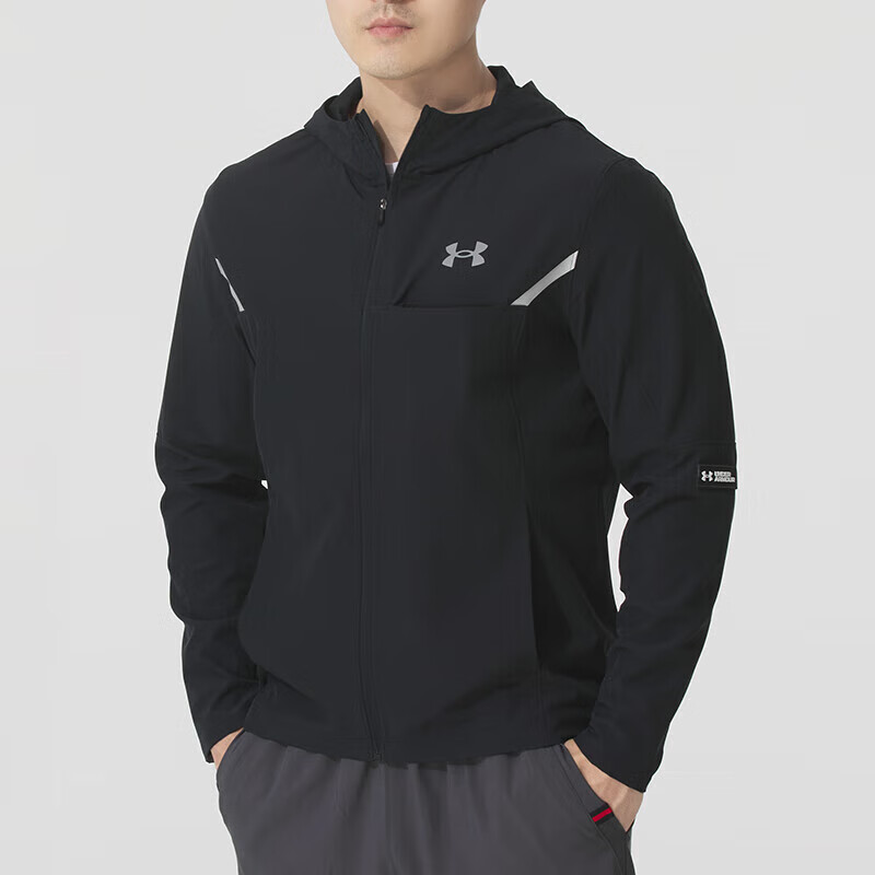 安德玛(UNDERARMOUR)外套男新款运动服健身训练跑步锻炼休闲服梭织连帽夹克1387992-310 ZP高清大图