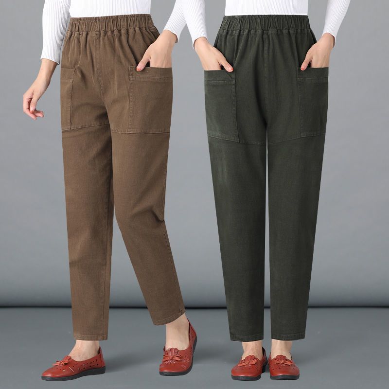 妈妈秋装长裤冬季哈伦裤中老年裤子女中年人春秋款宽松大码萝卜裤