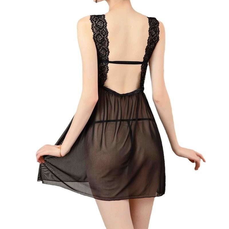 长夜漫漫情趣内衣女性感挂脖网纱裙透明诱惑内衣吊带裙代发1115高清大图